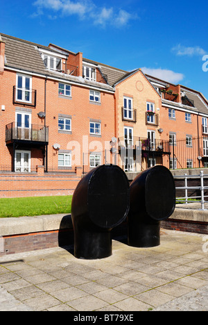 New housing developments on the redeveloped dock area in Dingle, Liverpool. Formerly Columbus Dock. Stock Photo