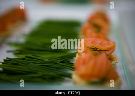 Quality food on offer at a buffet at a top London conference Stock Photo