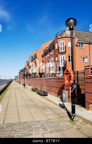 New housing developments on the redeveloped dock area in Dingle, Liverpool. Formerly Columbus Dock. Stock Photo