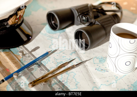 Marine navigation instruments Stock Photo
