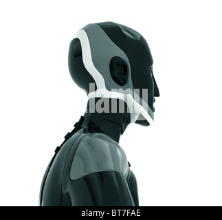 Unusual cyborg in black-white-red colors isolated on white Stock Photo
