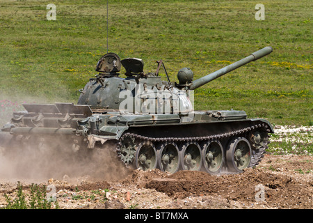 Russian T-55 tank on mobile display at the Muckleburgh Military Museum ...