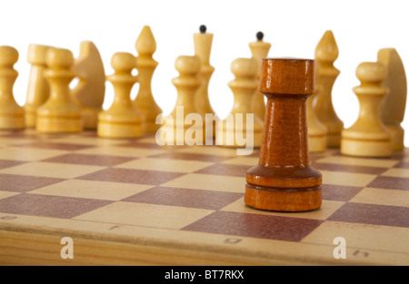 Brown chess rook on a white background Stock Photo - Alamy