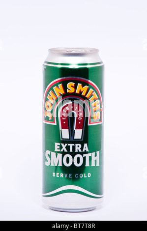 A close up photo of a can of John Smiths extra smooth bitter beer drink against a white background Stock Photo