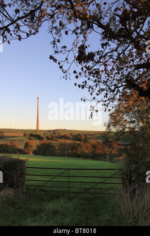 Emley Moor Television Mast, near Huddersfield in West Yorkshire, which is the tallest free standing structure in Britain Stock Photo