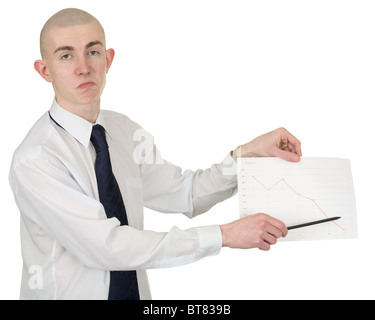 The guy with the financial graph in hands Stock Photo