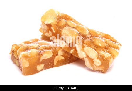 Peanut brittle isolated on white background Stock Photo