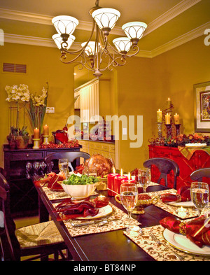 Christmas, Thanksgiving, formal dinner style party setting Stock Photo
