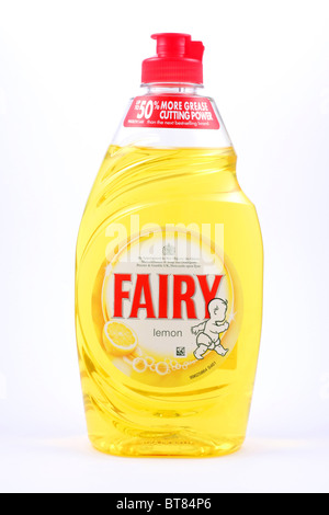 Lemon scented Fairy Liquid with 50% more grease cutting power. Stock Photo