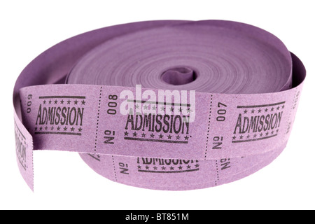 roll of old style cinema admission tickets on white background Stock Photo