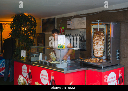 Shawarma pita kebab stand Alexandrovsky Park central Moscow Russia Europe Stock Photo