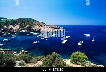 Sailing boats in Cala Vadella Bay, Ibiza, Balearic Islands, Spain Stock Photo