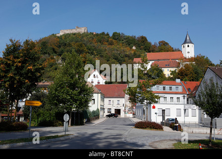 View of the castle ruins in Donaustauf, Bavaria, Germany, Europe Stock Photo