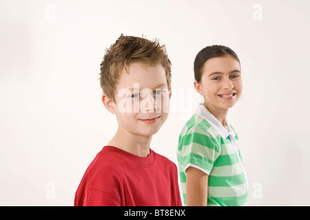 Potrait of a smiling boy and a smiling girl Stock Photo