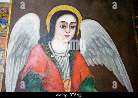 Angel painting inside All Saviors Armenian Cathedral in Esfahan Iran Stock Photo
