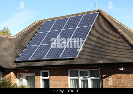 Solar panels on a bungalow in the U.K. Stock Photo