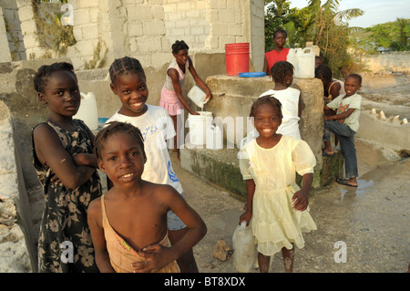 Children and adults on the Hatian island of La Gonave Stock Photo