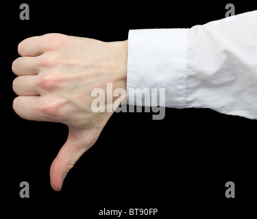 Man's hand showing gesture on a black background Stock Photo