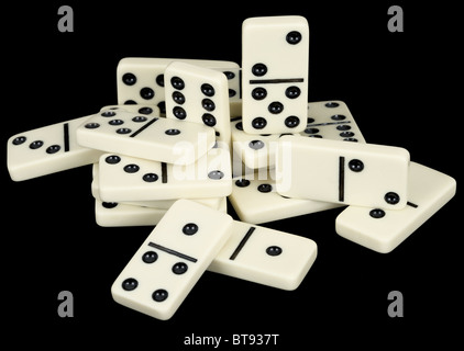 Small group from dominoes counters on a black background Stock Photo