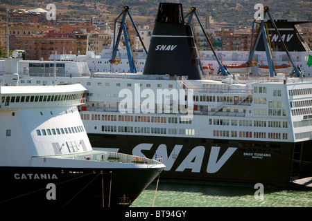 Snav Italian fleet ferries berthed at Civitavecchia.Italy. Stock Photo