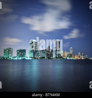 Miami skyline at night Stock Photo