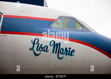 The 'Lisa Marie', Elvis Prelsey's favourite plane, a Convair 880, at Graceland, Memphis, Tennessee, USA Stock Photo