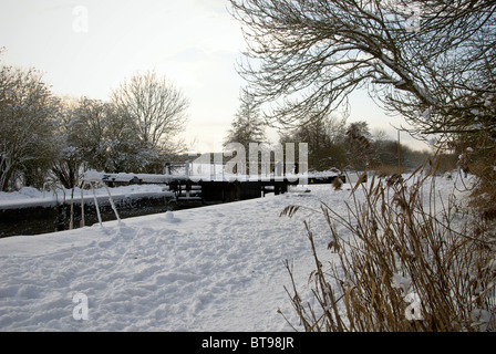 Kennet and Avon Canal Newbury Berkshire UK Snow Guyers Lock Stock Photo