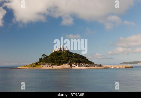 Early morning view from Marazion of the fortress on top of St Michaels Mount in Cornwall