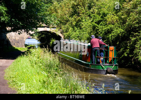 A Narrow Boat on the Macclesfield Canal at Bollington in Cheshire;England; Stock Photo