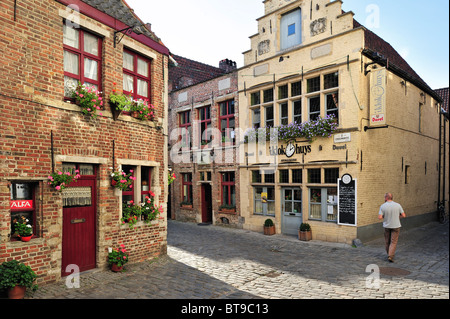 Restaurants at the quarter Patershol / Father's Hole at Ghent, Belgium Stock Photo