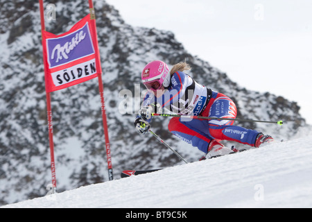 SOELDEN AUSTRIA 23-10-2010,  The womens giant slalom race on the Rettenbach Glacier the opening race of the 2010/2011 World Cup Stock Photo