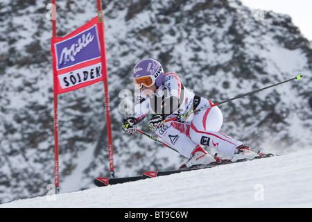 SOELDEN AUSTRIA 23-10-2010,  The womens giant slalom race on the Rettenbach Glacier the opening race of the 2010/2011 World Cup Stock Photo