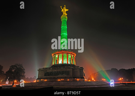 Siegessaeule Victory Column, Grosser Stern square, illuminated for the Festival of Lights, Berlin, Germany, Europe Stock Photo