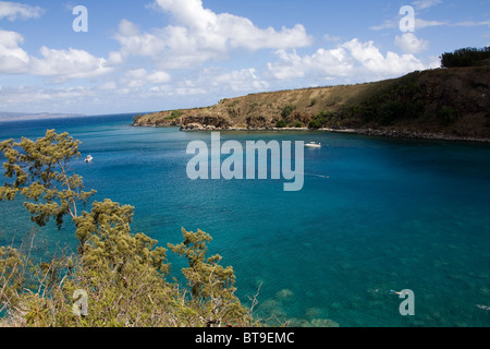 two snorkel boats  in beautiful Honolua Bay on Maui Stock Photo