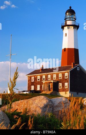 Montauk Point Lighthouse sits on the easternmost point of Long Island Stock Photo