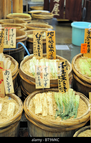 Kyoto, Japan, Tsukemono stand at nishiki market Stock Photo