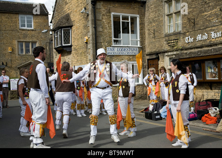 UK, Gloucestershire, Bourton on the Water, High Street, Christmas