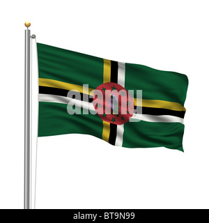 Dominica flag waving isolated on white transparent background Stock ...