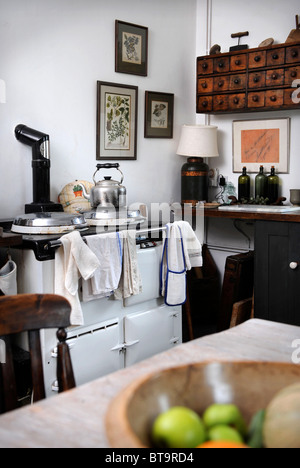 A cottage kitchen with an Aga Somerset, UK Stock Photo