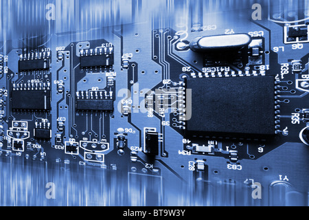 Abstract blue electronic circuit board background Stock Photo
