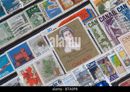 Canadian postage stamps with 1973 stamp showing Queen Elizabeth Stock Photo