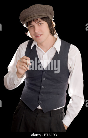Young man smoking cigarette Stock Photo