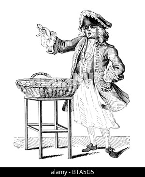 Victorian Gingerbread Seller; Black and White Illustration from William Hone's Everyday Book Stock Photo