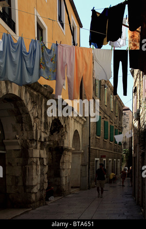 Narrow street in Old Town of Split, Croatia. Stock Photo