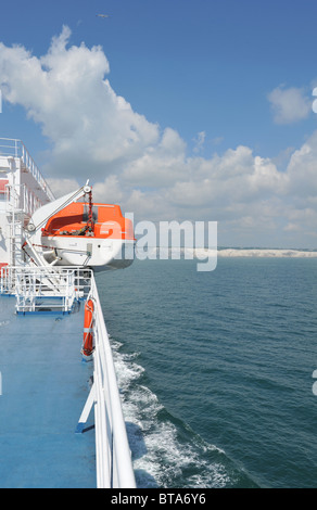 Cross channel car ferry heading towards Dover, England, from Calais, France. Stock Photo