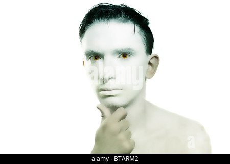 portrait of young brunette man with white skin Stock Photo