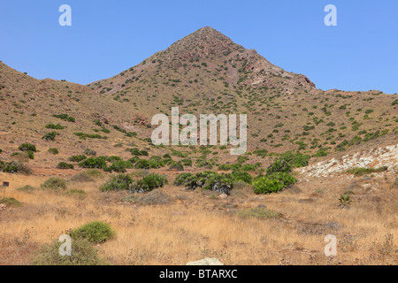 Pyramid-shaped moutain at Cabo de Gata-Nijar Natural Park in Southern Spain Stock Photo