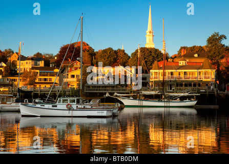 Dawn in the Harbor, Camden Maine USA Stock Photo