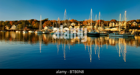 Dawn in the Harbor, Camden Maine USA Stock Photo