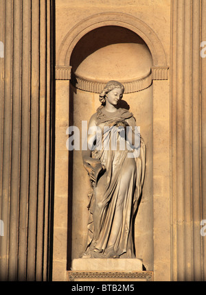 France, Paris, Le Louvre, palace, museum, Cour Carrée, statue, Stock Photo